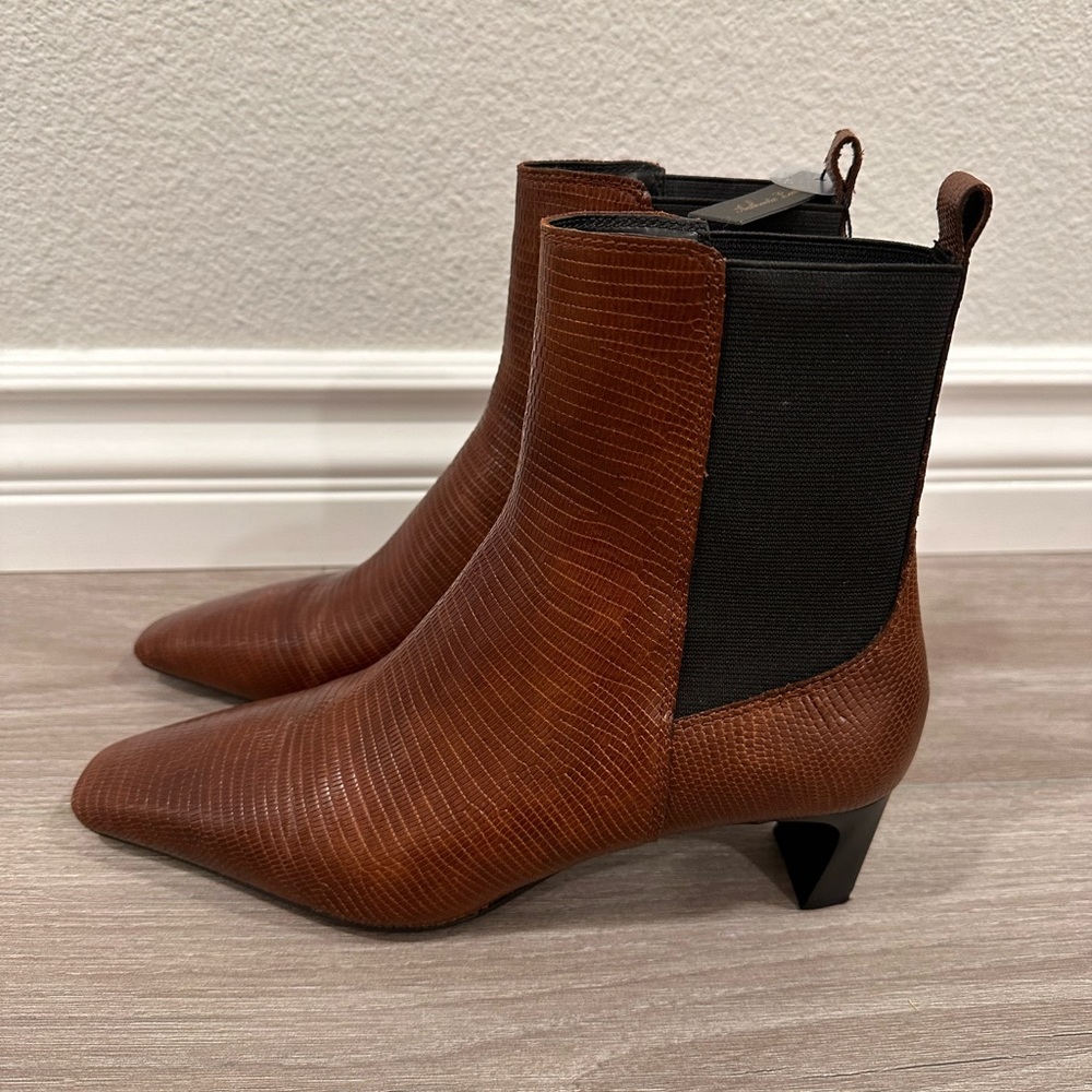 MANGO Brown Leather Ankle Boots